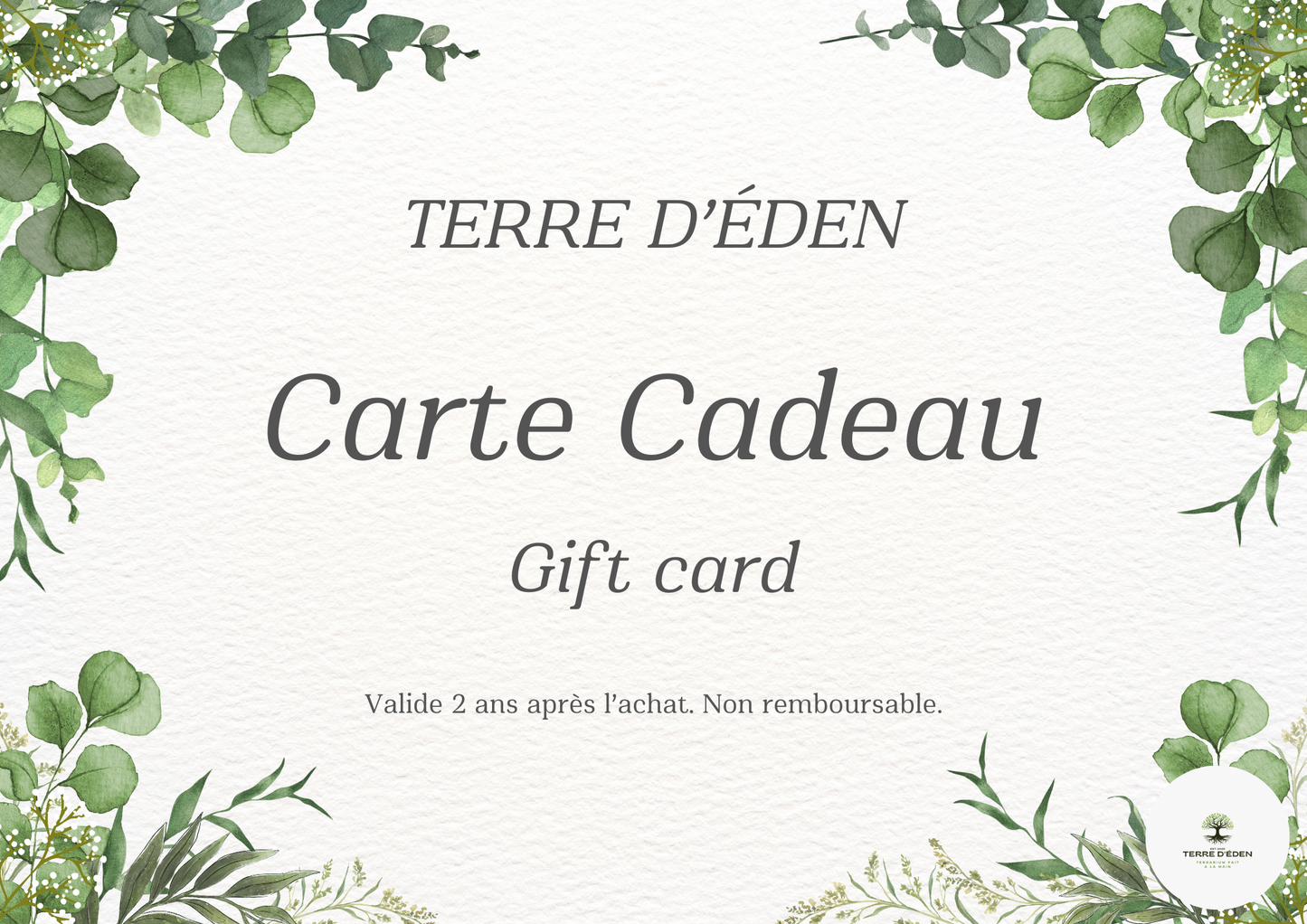 Carte Cadeau Terre d'Éden
